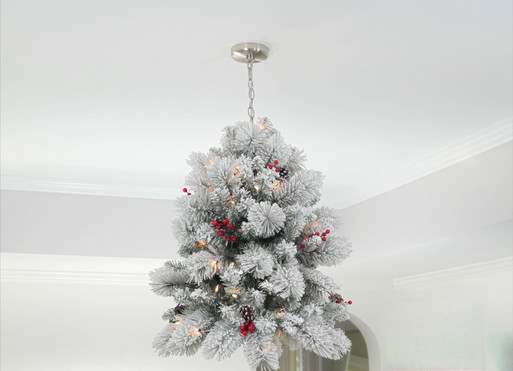 Frosted & Flocked Christmas Tree Chandelier