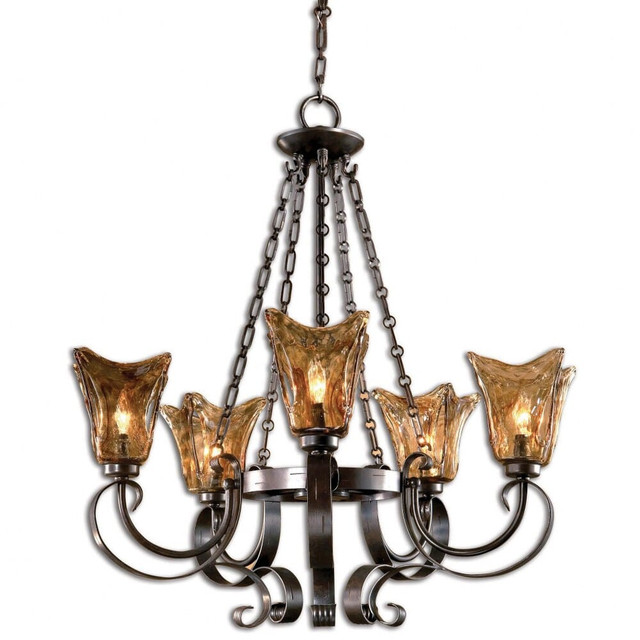 Vetraio Chandelier 5 Light Metal/Brass/Glass