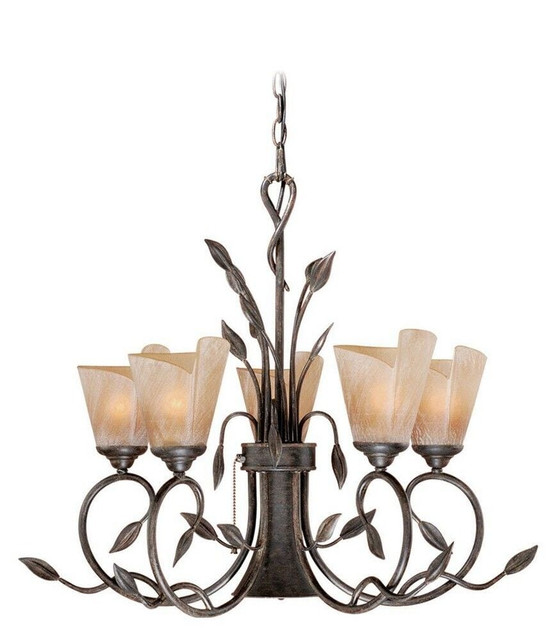 Capri 5-Light Chandelier in Rustic Style 23.25 Inches Tall and 29 Inches Wide