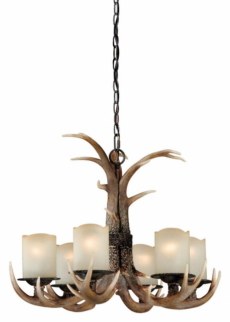 Yoho 6-Light Chandelier in Rustic and Antler Style 19.5 Inches Tall and 24.5 Inches Wide