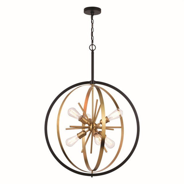 Estelle 6-Light Pendant in Mid-Century Modern and Sputnik Style 38 Inches Tall and 26.75 Inches Wide