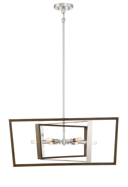 6-Light Brushed Nickel and Corona Bronze Pendant