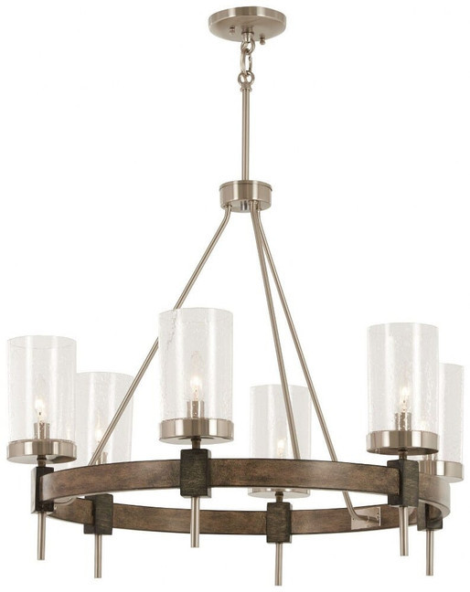 Bridlewood - Chandelier 6 Light St1 Grey/Brushed Nickel in Transitional Style - 23 inches tall by 28 inches wide