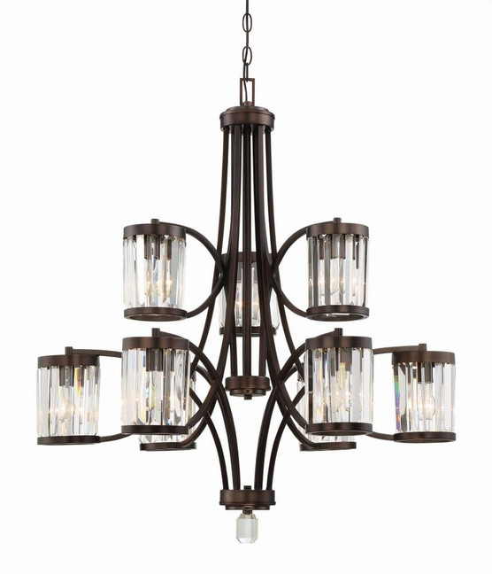 9 Light Chandelier-Traditional Style with Transitional Inspirations-36.5 inches tall by 32.5 inches wide