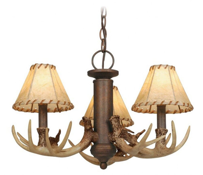 Lodge 3-Light Convertible Light Kit in Rustic and Shaded Style 12 Inches Tall and 19.5 Inches Wide