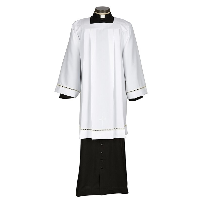 Eyelet Edged with Embroidered Cross Surplice - [Wholesale