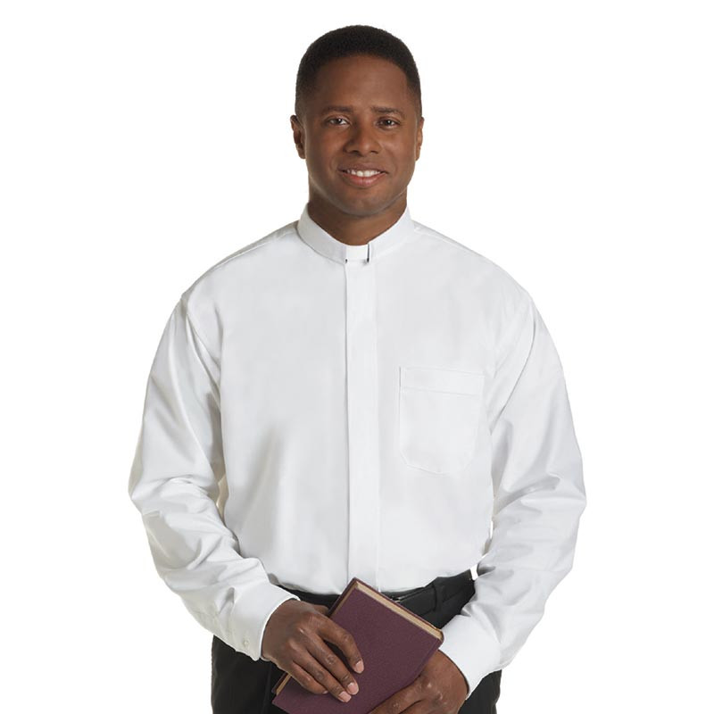 Long Sleeve Tab Collar Shirt - White - [Wholesale]Christian Brands Church  Supply