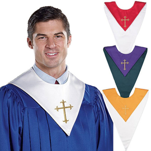 Reversible Choir Stole w/ Cross 6-pkg Blue/Gold