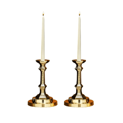 Set of 2 Budded Candlesticks with Filigree Design