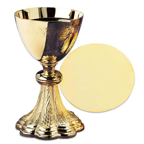 Grapes & Wheat Engraved Chalice with Paten