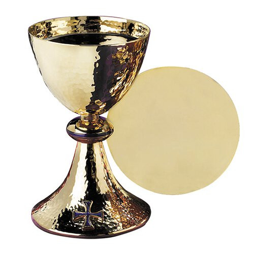 Blue Cross Chalice with Paten