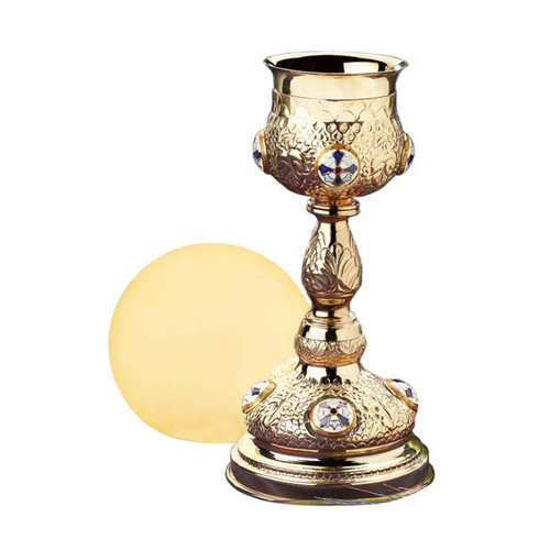 Ornate Cross Chalice with Paten