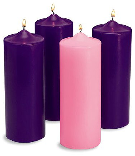 6" Advent Pillar Candles - Purple/Pink