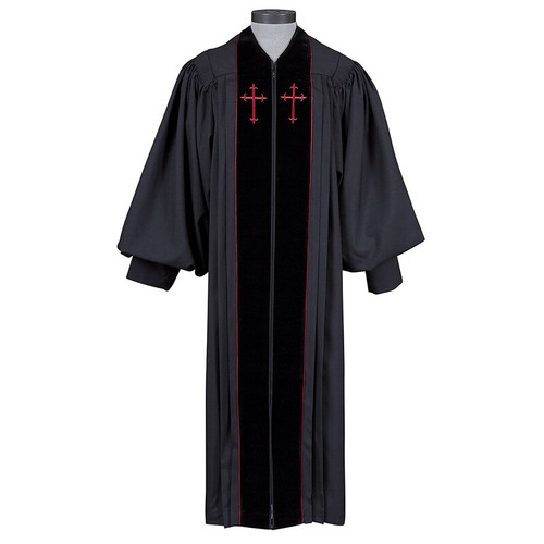 Barrister Collection Embroidered Cross Black Pulpit Robe
