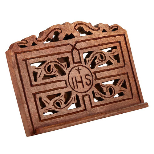 IHS Carved Wood Bible Stand