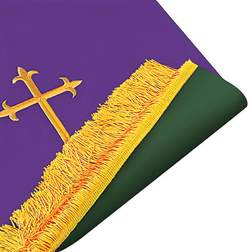 Reversible Fleur-de-Lis Cross Bible Marker - Hunter Green/Purple