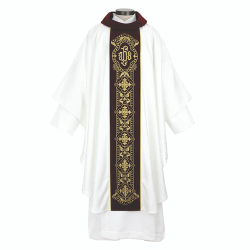 Burgundy IHS Chasuble