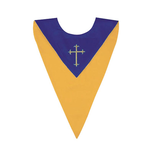 Reversible Choir Stole w/ Cross 6-pkg Blue/Gold