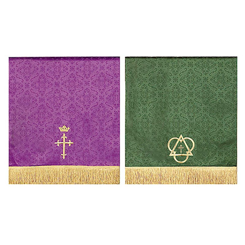 Jacquard Reversible Table Runner with Cross: Purple/Green