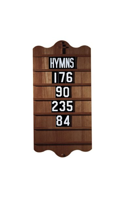 Wall Mount Hymn Board - Walnut Stain