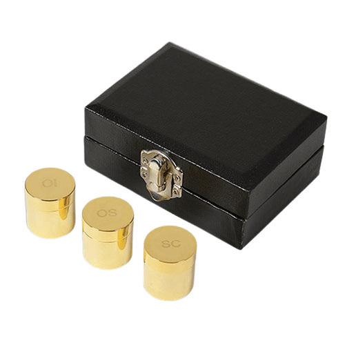 Holy Oil Stock Set of 3 in Case, Polished Brass