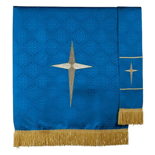 Maltese Jacquard Pulpit Scarf - Blue Bethlehem Star