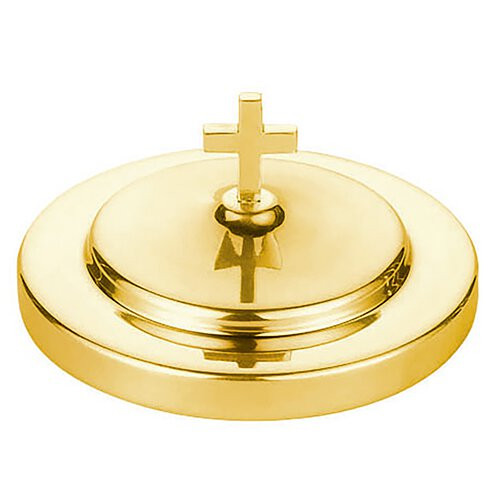 Polished Steel Bread Plate Cover - Brass Tone