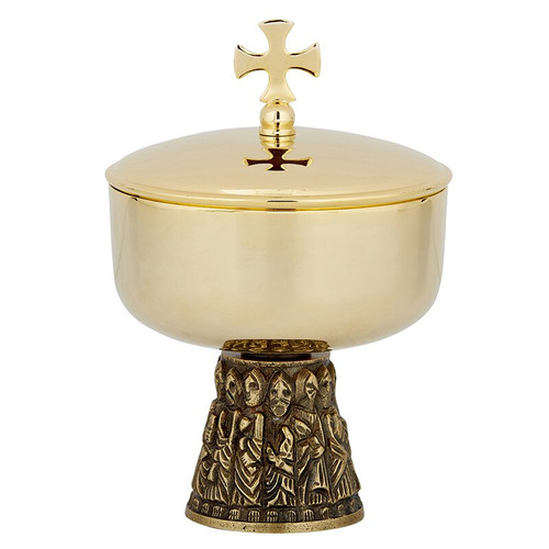 Last Supper Ciborium with cover high polished brass with antique bass