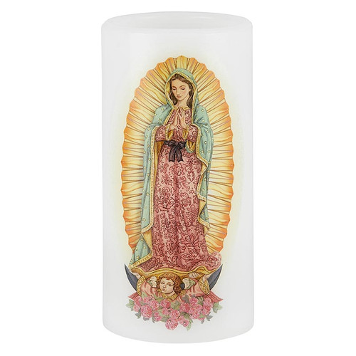 Flickering Flameless Devotional Candle - Our Lady of Guadalupe