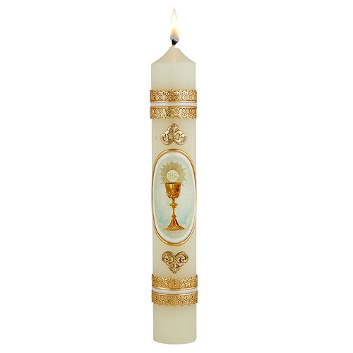 First Communion Candle - Chalice & Host with Decal