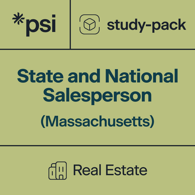 Massachusetts Real Estate Salesperson State and National Combo Study-Pack with 1200+ Total Questions