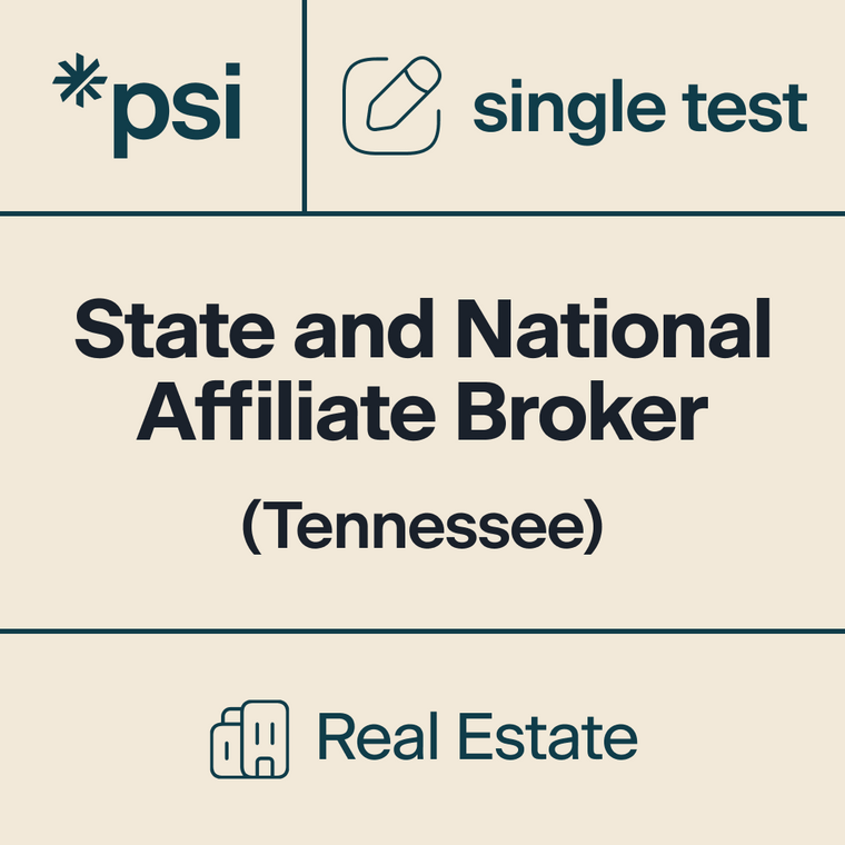Tennessee Real Estate Affiliate Broker Sate + National Combo x 1 with 140 Total Questions
