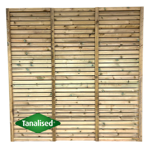 Standalone picture of contemporary slatted fence panel.