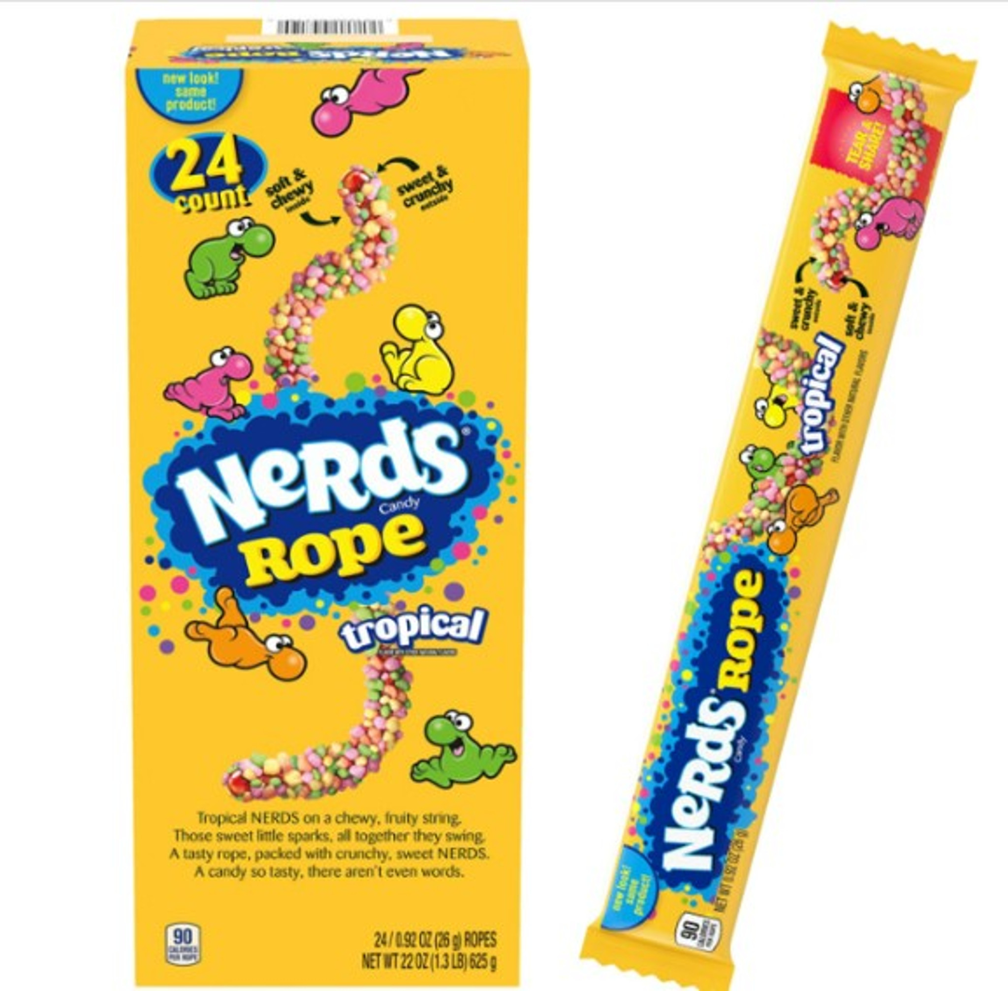 Nerds Candy, Rainbow, Rope - 24 pack, 0.92 oz ropes