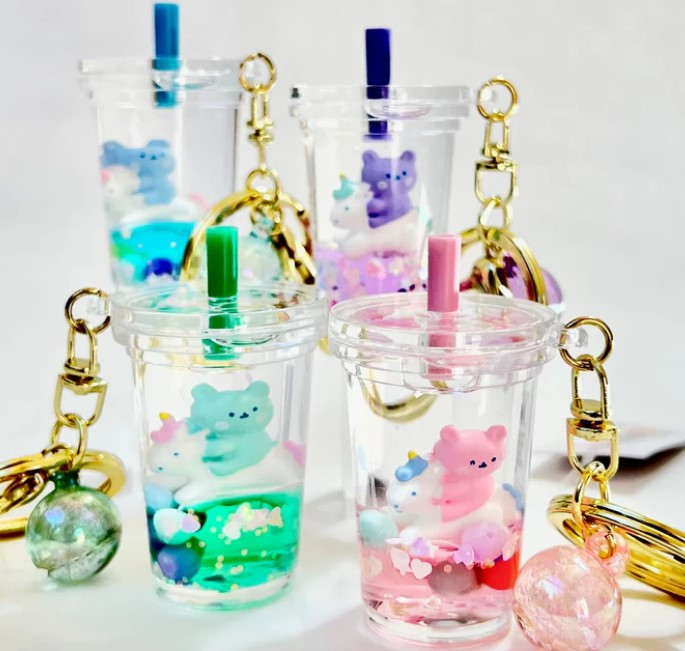Floaty Keychain - Bear Riding Unicorn - Assorted Colors - The Smiley Barn