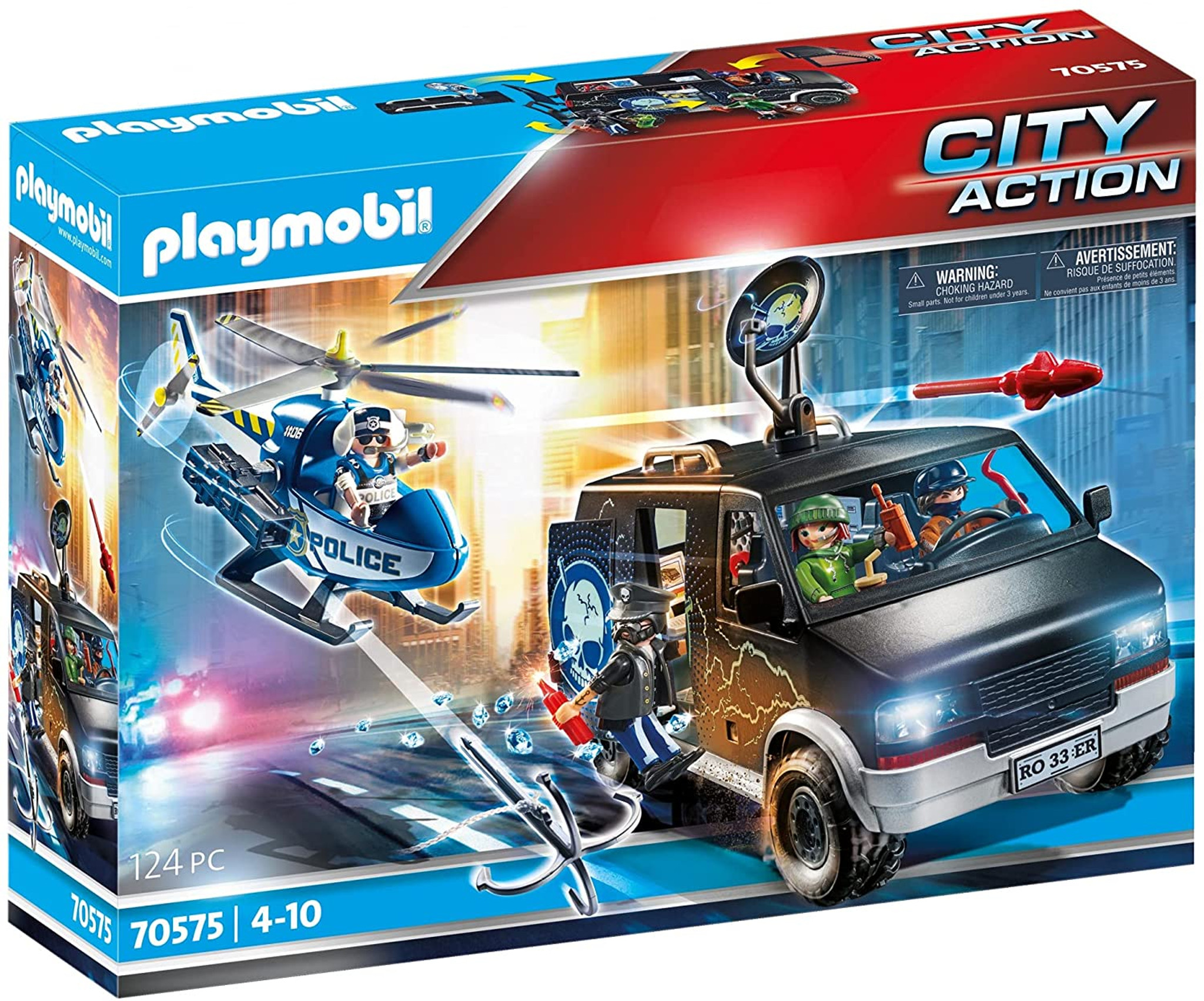 Rose kleur tegenkomen Pelagisch Playmobil - Helicopter Pursuit with Runaway Van - The Smiley Barn