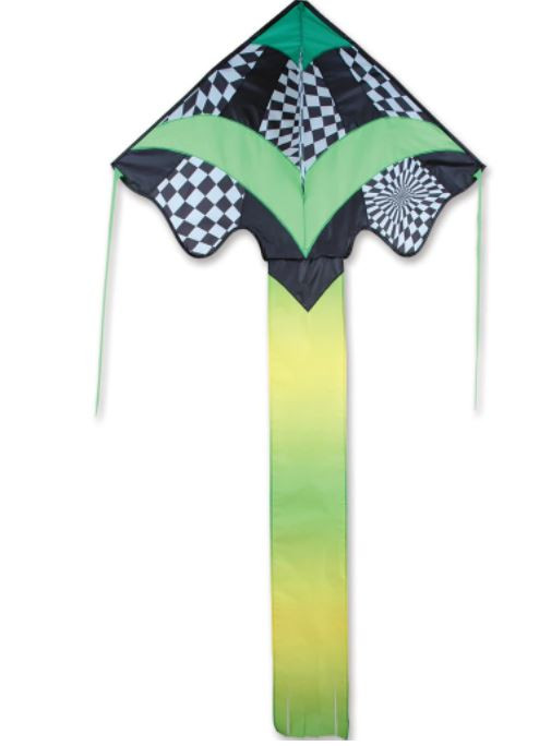 Premier Kite Large Easy Flyer Green OpArt The Smiley Barn