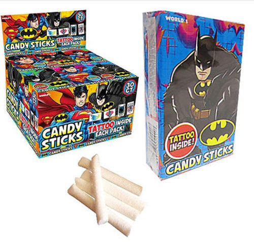 Candy Sticks with Tattoo - Batman/Superman