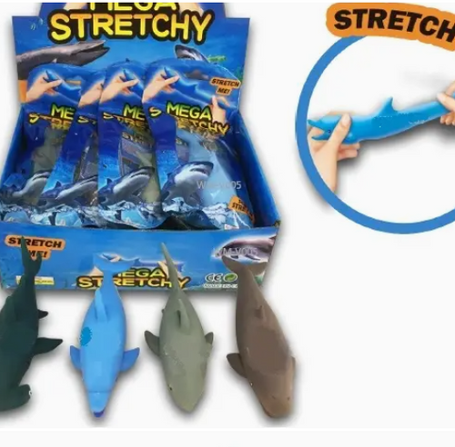 Mega Stretchy Toy - 4 Assorted Sharks, Dolphin and Whale