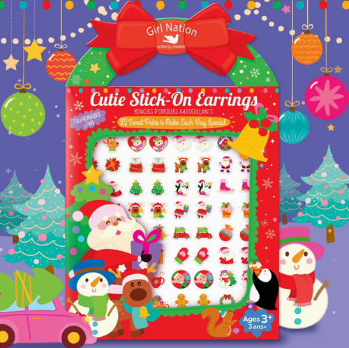 Cutie Stick-On Earrings - Holly Jolly
