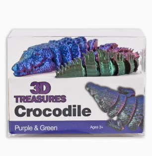 3D-Printed Articulated Crocodile Fidget Toy (Assorted Colors)