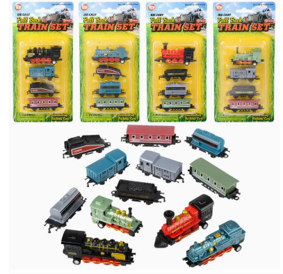 Diecast Pull Back Mini Locomotive Train Set 2"