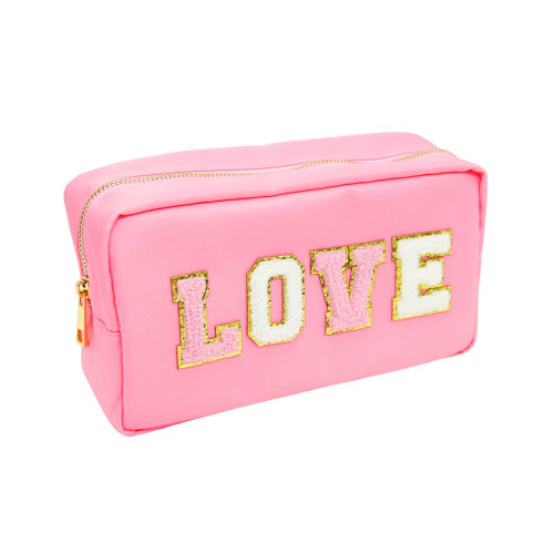 Varsity Collection Nylon Cosmetic Bag Pink Love