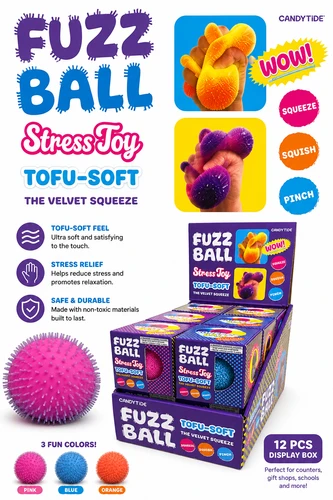 Fuzz Ball Stress Toy – Tofu Soft Velvet Squeeze