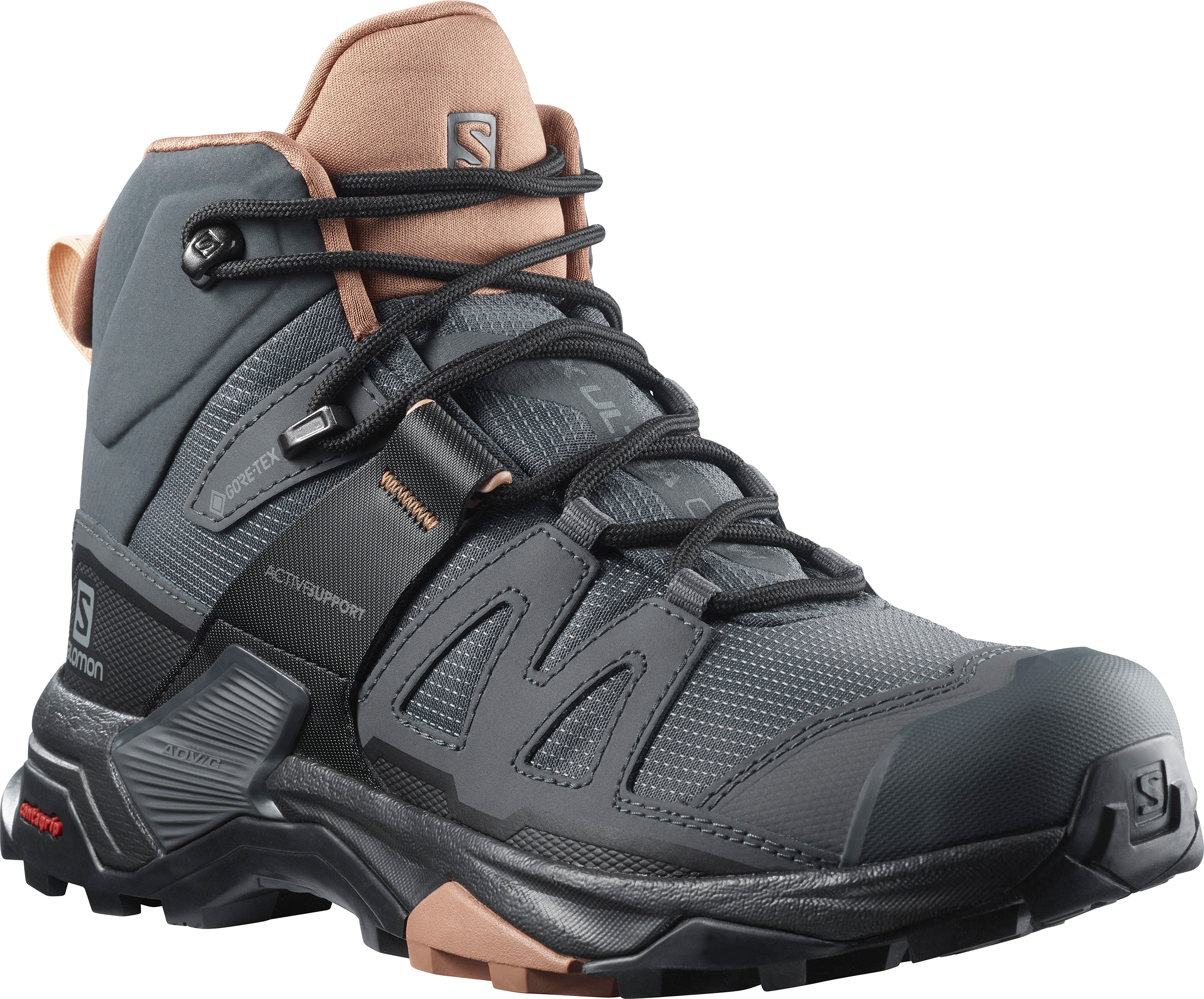 Salomon X ULTRA 4 MID GTX - Hiking shoes - ebony/mocha mousse/almond  cream/light blue - Zalando