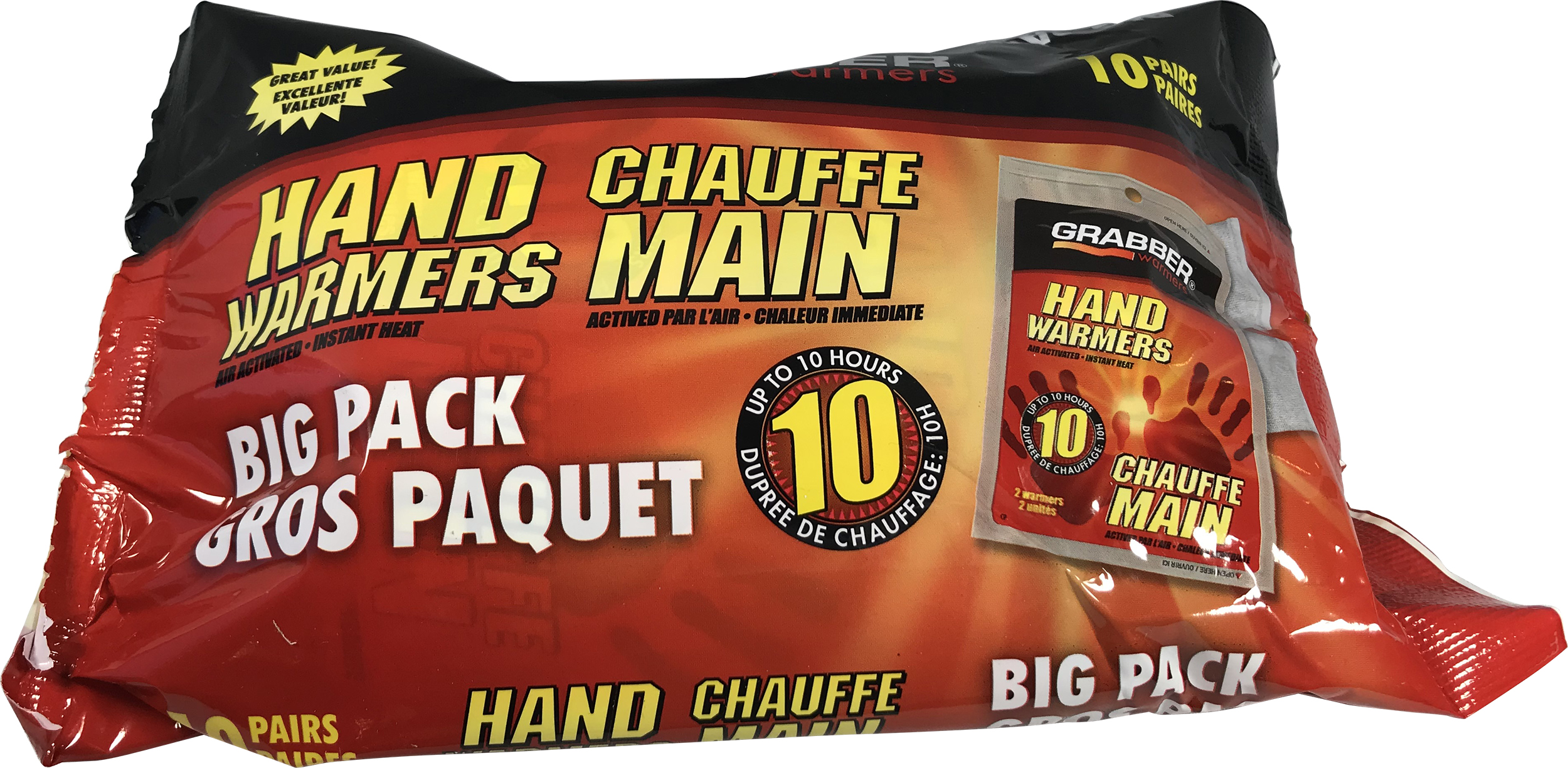 Chauffe-mains (paquet de 10) de Grabber