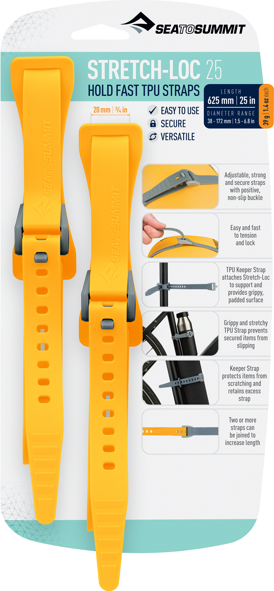 Sea To Summit Stretch-Loc 18 TPU Straps (450mm) - Rock+Run