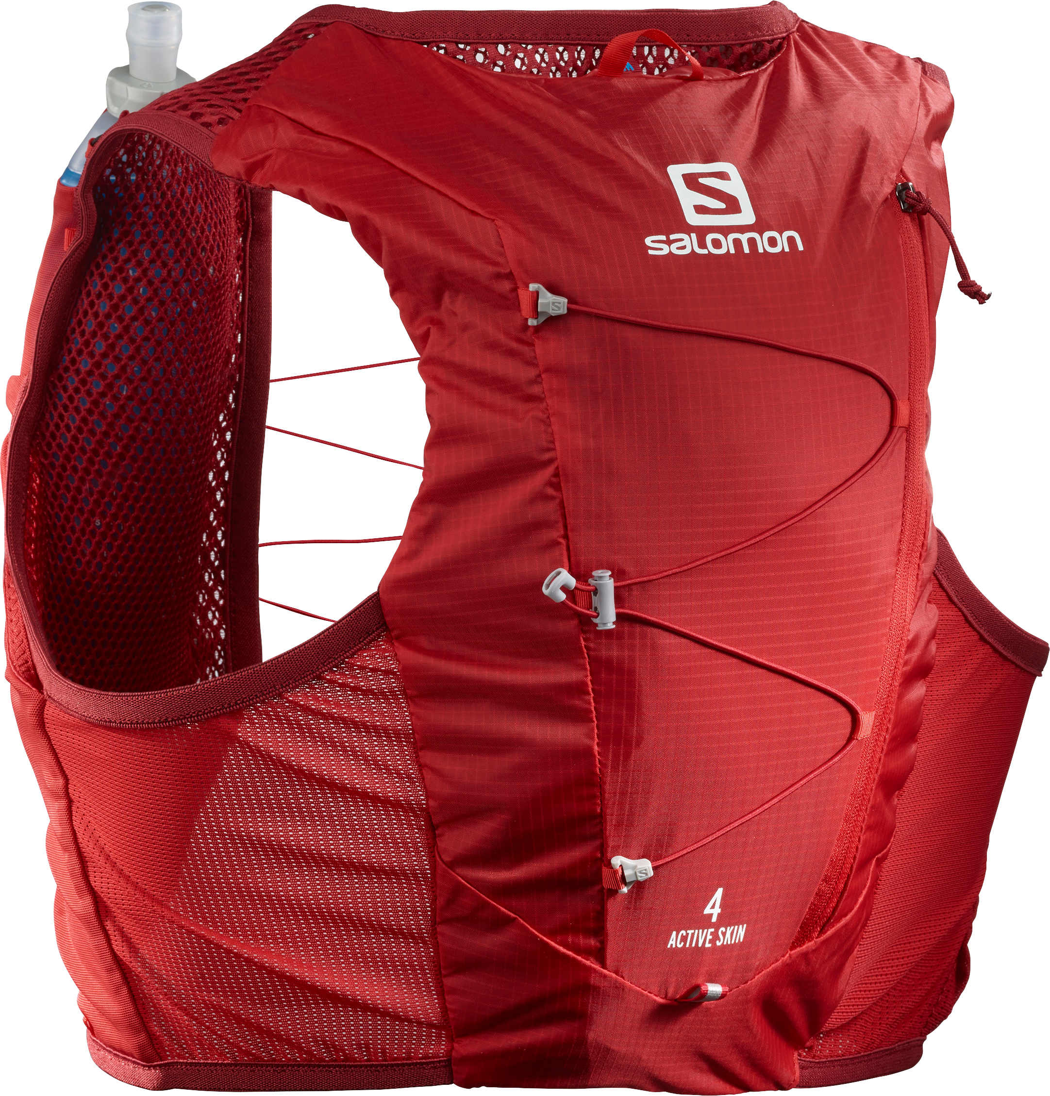 Salomon Active Skin 4 レッド Salomon - Active Skin 4 Running Vest with Flasks Included