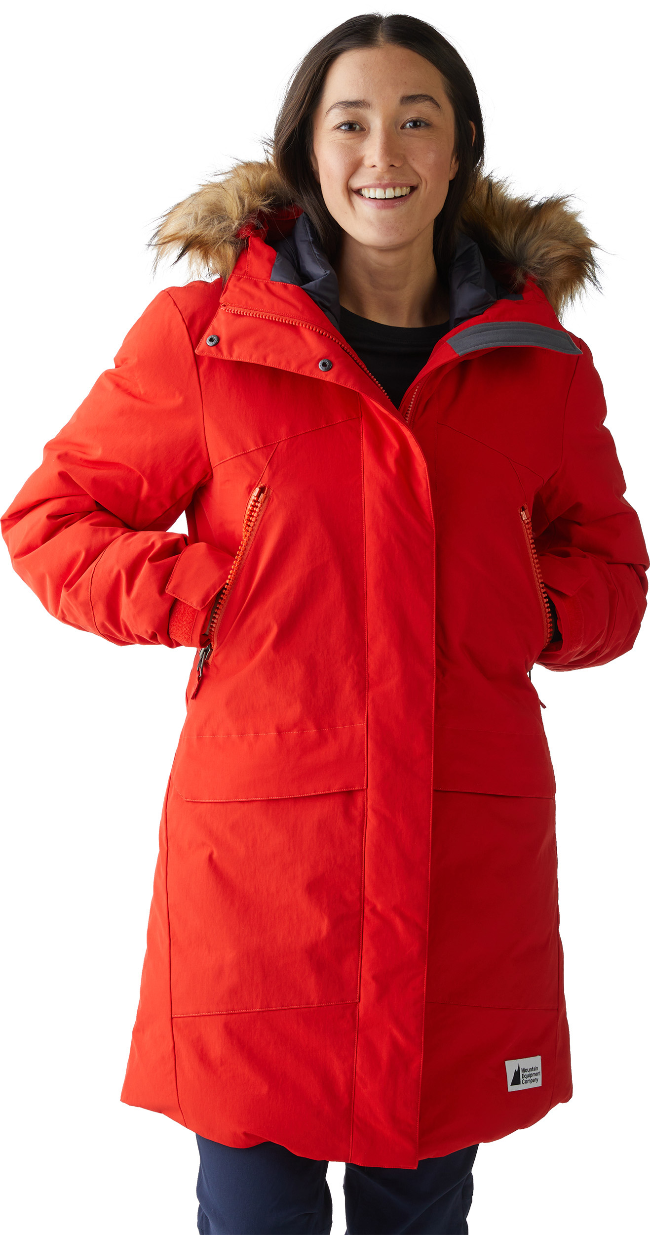 Even&Odd Women's Mid Length Parka Jacket in Red - Size M 