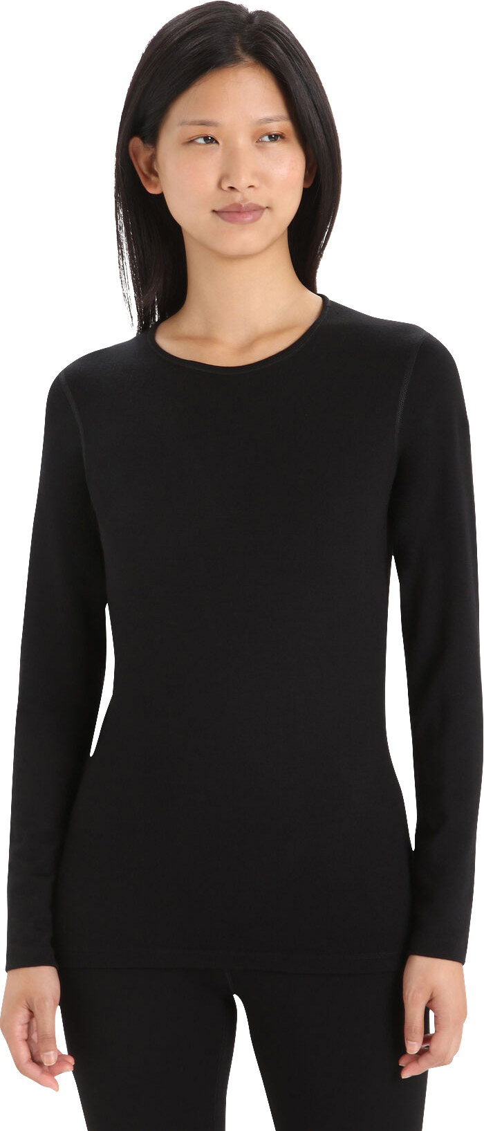 Cuddl Duds Women's Fleecewear with Stretch Crew Neck, Black, Small